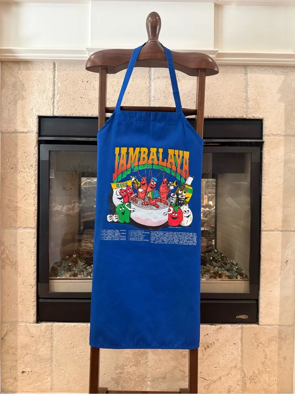 Vintage 1993 New Orleans Jambalaya Recipe Apron Kelley & Abide Blue Cook